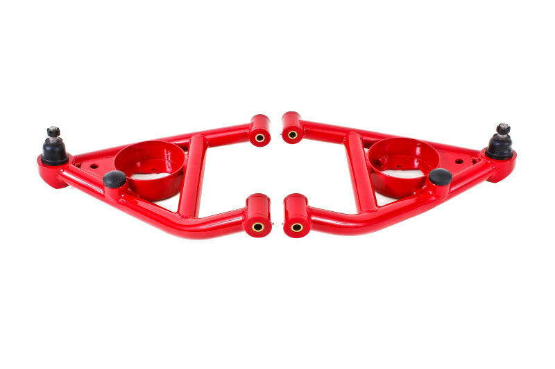 BMR 67-69 F-Body A-arms Lower, DOM Non-adjustable Polyurethane Bushings Front Bump Stops Red Control Arms BMR Suspension