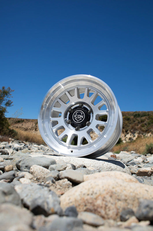 ICON Anza 17x8.5 / 5x5 / -6mm / 4.5in BS Silver Machined Wheel Wheels - Cast ICON