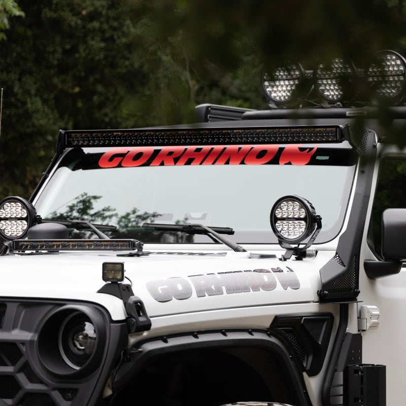 Go Rhino Universal Blackout Combo Series 50in Double Row LED Light Bar w/ Amber Lighting - Black Bed Racks Go Rhino