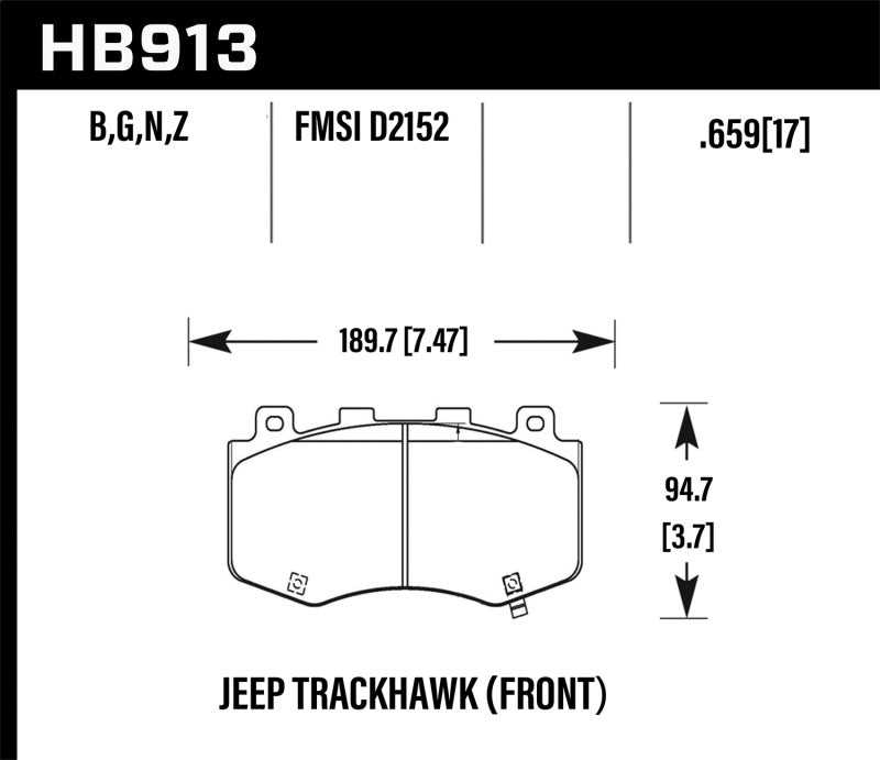 Hawk 18-19 Jeep Grand Cherokee Trackhawk DTC-60 Front Brake Pads Brake Pads - Racing Hawk Performance