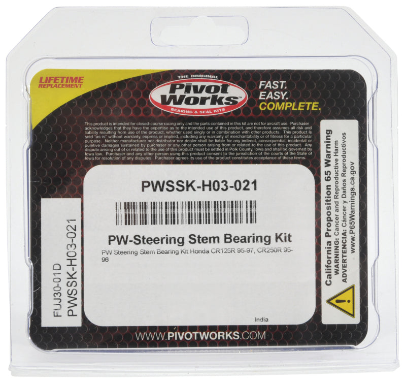 Pivot Works 95-97 Honda CR125R Steering Stem Bearing Kit Control Arms Pivot Works