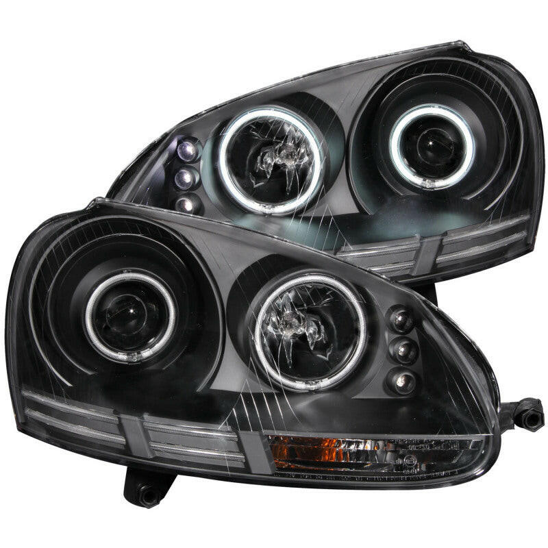 ANZO 2006-2009 Volkswagen Rabbit Projector Headlights w/ Halo Black (CCFL) Headlights ANZO