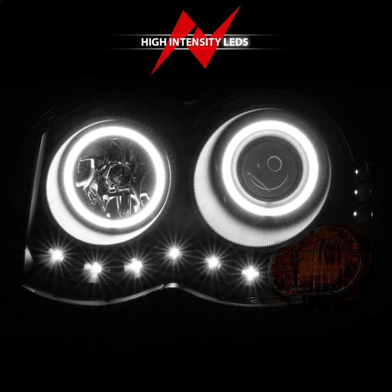 ANZO 2008-2010 Jeep Grand Cherokee Projector Headlights w/ Halo Black (CCFL) Headlights ANZO