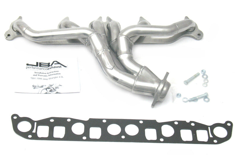 JBA 91-99 Jeep 4.0L 1-1/2in Primary Silver Ctd Cat4Ward Header Headers & Manifolds JBA