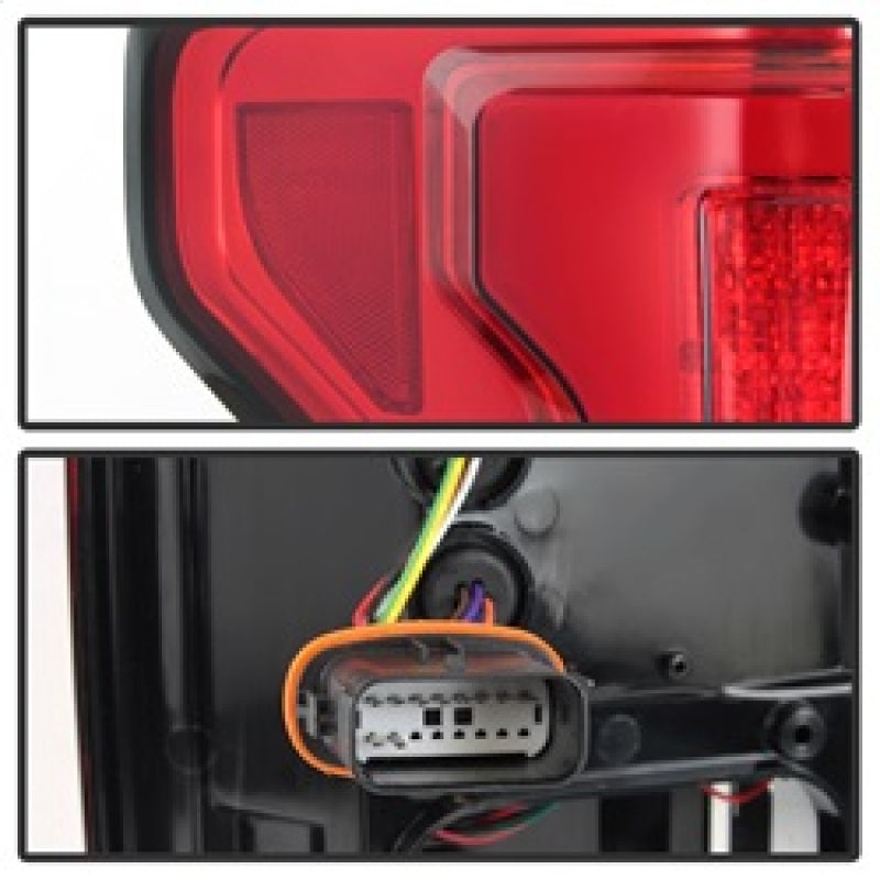 Spyder 15-18 Ford F-150 LED Tail Lights (w/Blind Spot) - Red Clear (ALT-YD-FF15015BS-LBLED-RC) Tail Lights SPYDER
