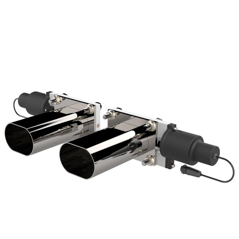 QTP Bolt-On QTEC Dual Low Profile Oval Electric Cutout Valves - Pair Exhaust Cutouts QTP