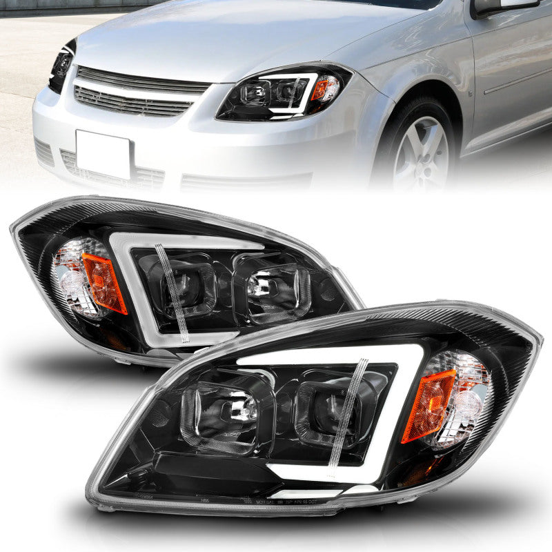 ANZO 05-10 Chevrolet Cobalt / 07-10 Pontiac G5 LED Projector Headlights w/ Seq Black Housing Headlights ANZO
