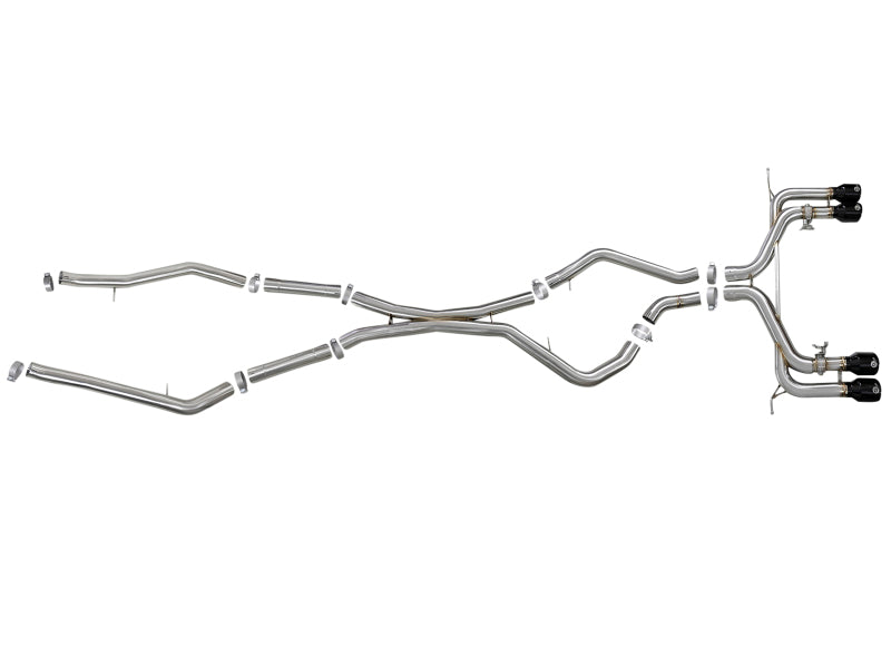 aFe MACH Force-Xp 3.5in. 304 SS C/B Exhaust w/o Muffler 15-18 BMW X5 M V8-4.4L (tt) - Black Tip Catback aFe