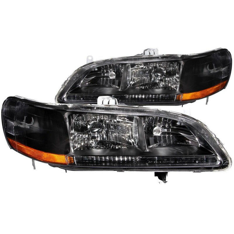ANZO 1998-2002 Honda Accord Crystal Headlights Black Headlights ANZO