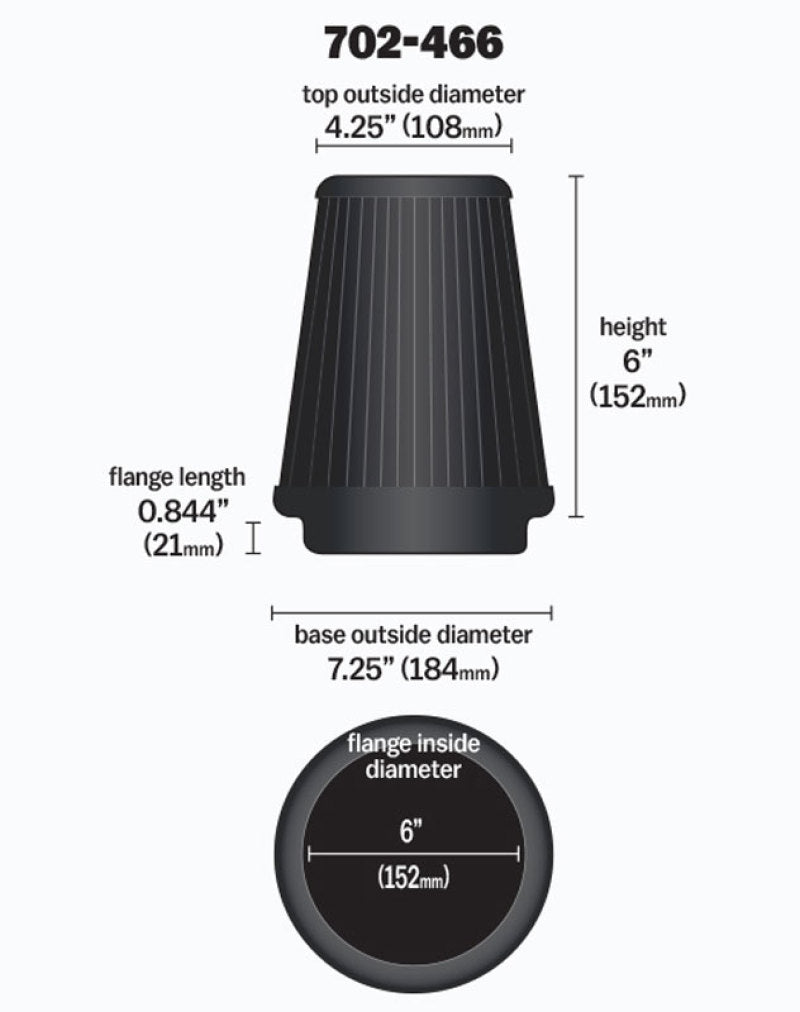 Airaid Universal Air Filter - Cone 6 x 7 1/4 x 4 3/4 x 6 - Blue SynthaMax Air Intake Components Airaid