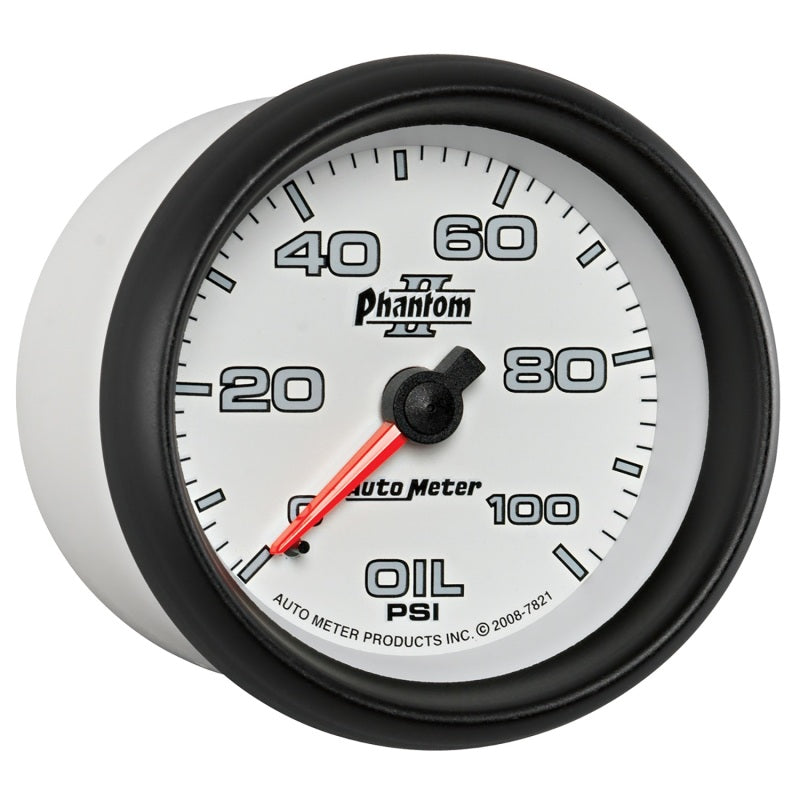 Autometer Phantom II 2-5/8in 100 PSI Mechanical Oil Pressure Gauge Gauges AutoMeter