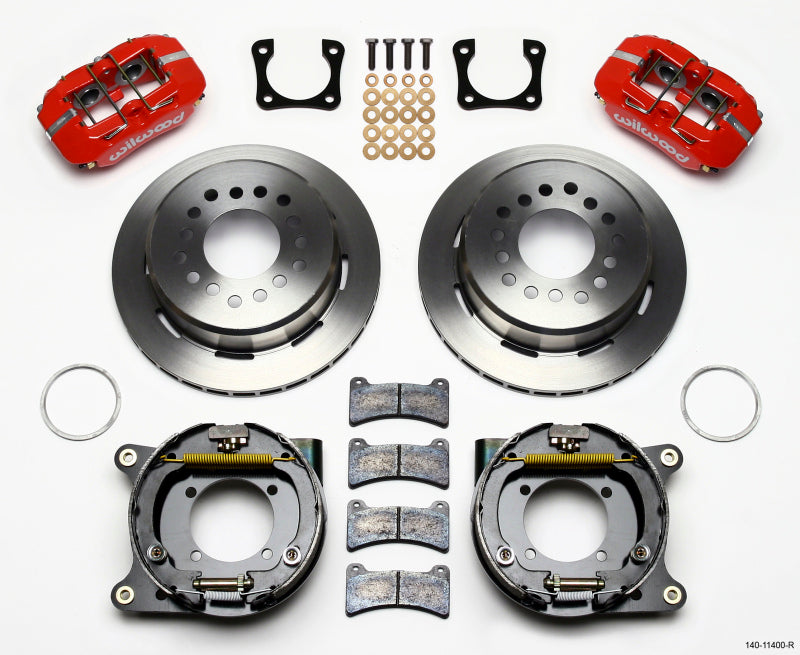 Wilwood Dynapro Low-Profile 11.00in P-Brake Kit - Red Chevy 12 Bolt Spcl 2.81in Off Stag Mount Big Brake Kits Wilwood