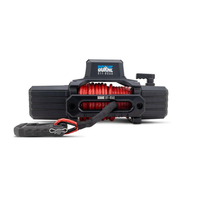 Borne Off-Road 12K Winch - Red Synthetic Rope Winches Borne Off-Road