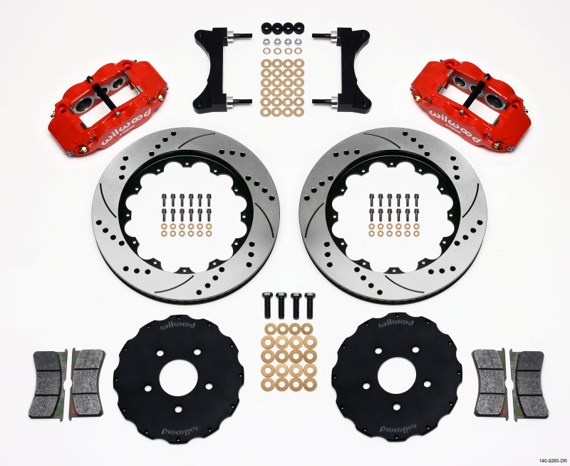 Wilwood Narrow Superlite 6R Front Hat Kit 14.00in Drilled Red Mitsubishi EVO VIII Big Brake Kits Wilwood