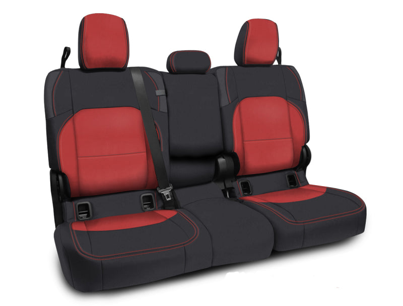 PRP 2020+ Jeep Gladiator JT Rear Bench Cover with Leather Interior - Black/Red Seat Covers PRP Seats
