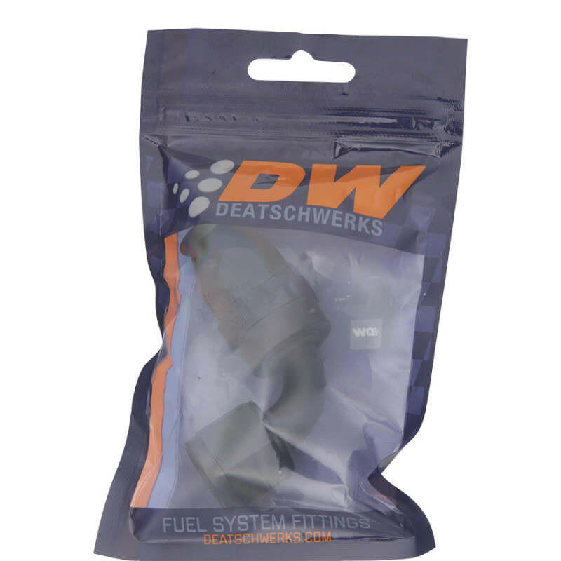 DeatschWerks 8AN Female Swivel 90-Degree Hose End PTFE (Incl 1 Olive Insert) - Anodized Matte Black Fittings DeatschWerks