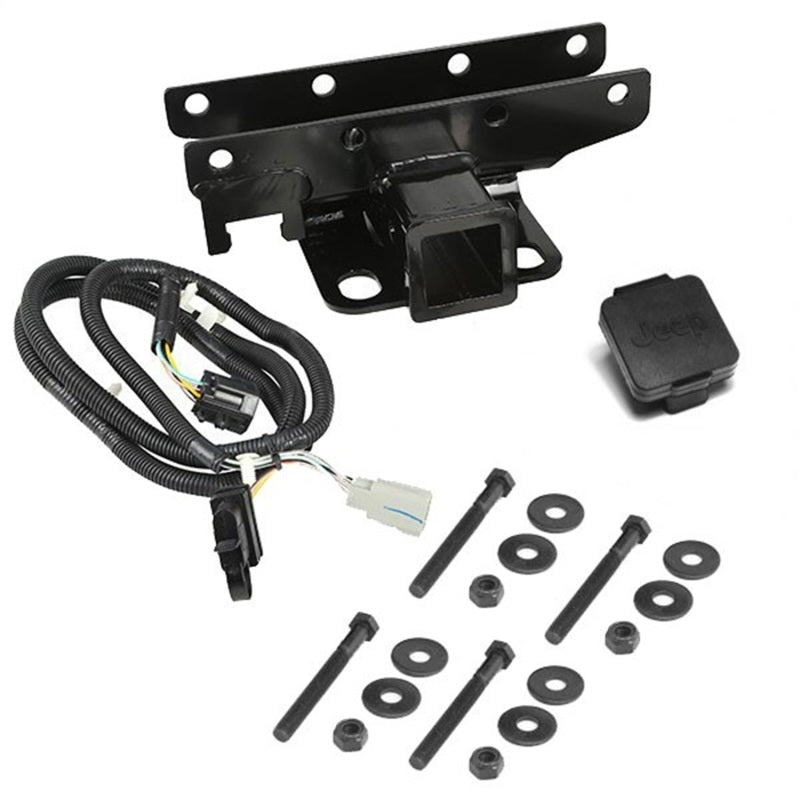Rugged Ridge Receiver Hitch Kit Jeep Logo 07-18 Jeep Wrangler Hitch Accessories Rugged Ridge