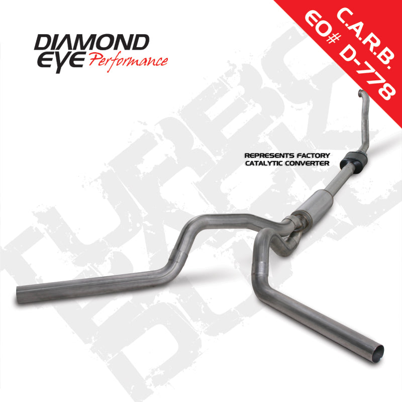 Diamond Eye KIT 4in TB DUAL SS: 94-97 FORD 7.3L F250/F350 PWRSTROKE NFS W/ CARB EQUIV STDS Turbo Back Diamond Eye Performance