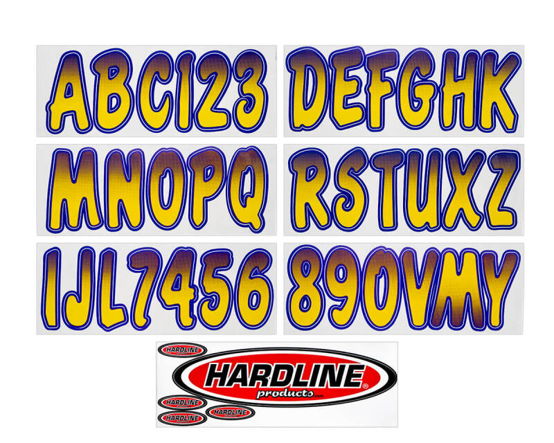 Hardline Boat Lettering Registration Kit 3 in. - 200 Yellow/Purple Stickers/Decals/Banners Hardline