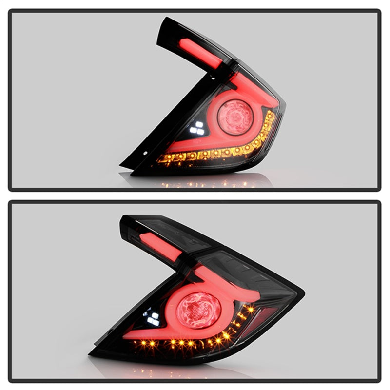 Spyder 16-19 Honda Civic 5 Door Hatchback Light Bar LED Tail Lights - Black Chrome(ALT-YD-HC16HB-BC) Tail Lights SPYDER
