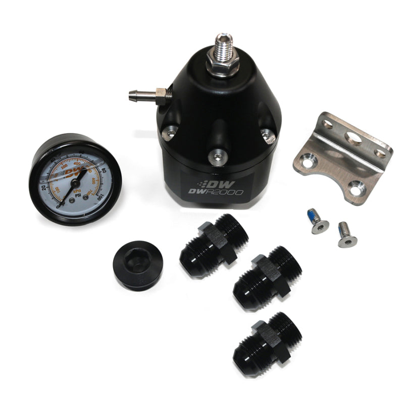 DeatschWerks DWR2000 AFPR + Pressure Gauge + 10AN & 8AN Fittings - Anodized Black Fuel Pressure Regulators DeatschWerks