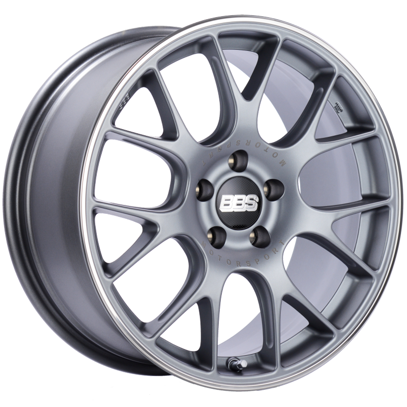 BBS CH-R 18x8.5 5x112 ET38 Satin Titanium Polished Rim Protector Wheel -82mm PFS/Clip Required Wheels - Cast BBS