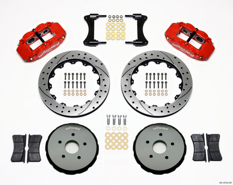 Wilwood Narrow Superlite 6R Front Hat Kit 12.88in Drilled Red 2008 Toyota Matrix Big Brake Kits Wilwood