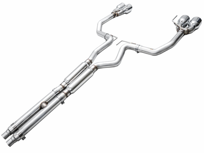 AWE 2024 Ford Mustang Dark Horse S650 RWD Track Edition Cat-Back Exhaust w/ Quad Chrome Silver Tips Catback AWE Tuning