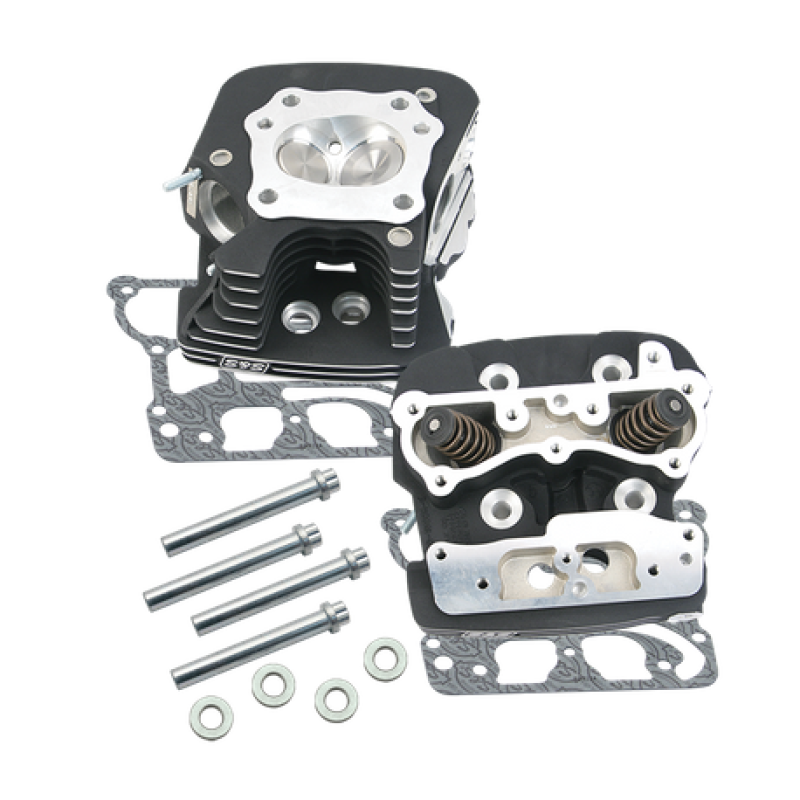 S&S Cycle 99-05 BT .585in RW Conical Steel/w/o Compression Release Head Kit - Black Heads S&S Cycle