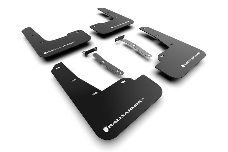 Rally Armor 22-23 Hyundai Elantra N &amp; N Line Black UR Mud Flap w/White Logo Mud Flaps Rally Armor