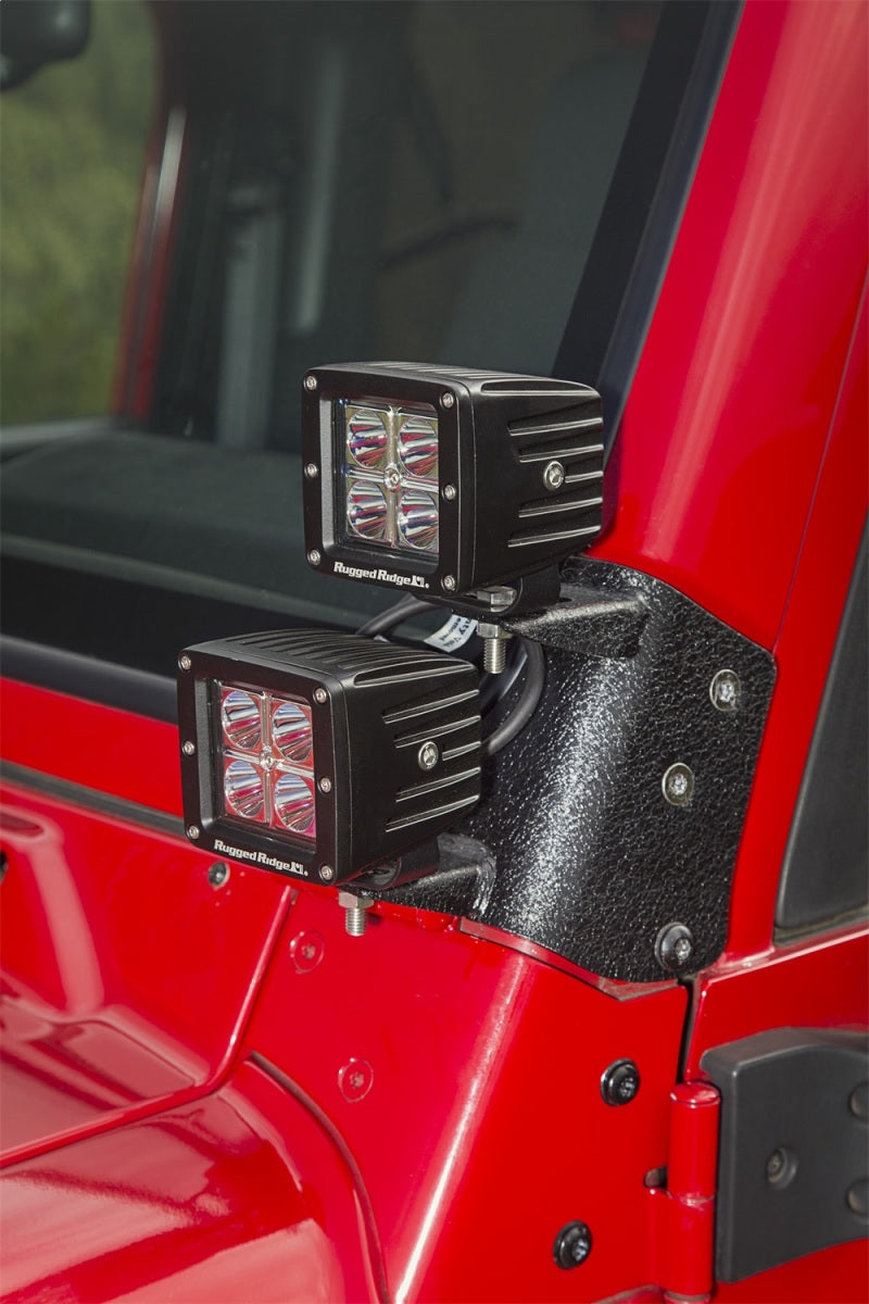 Rugged Ridge 97-06 Jeep Wrangler TJ Textured Black Dual A-Pillar Light Mount Light Mounts Rugged Ridge