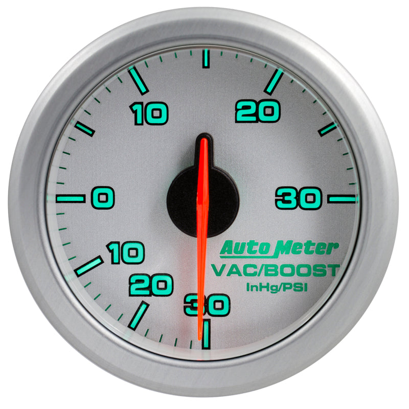 Autometer Airdrive 2-1/6in Boost/Vac Gauge 30in HG/30 PSI - Silver Gauges AutoMeter