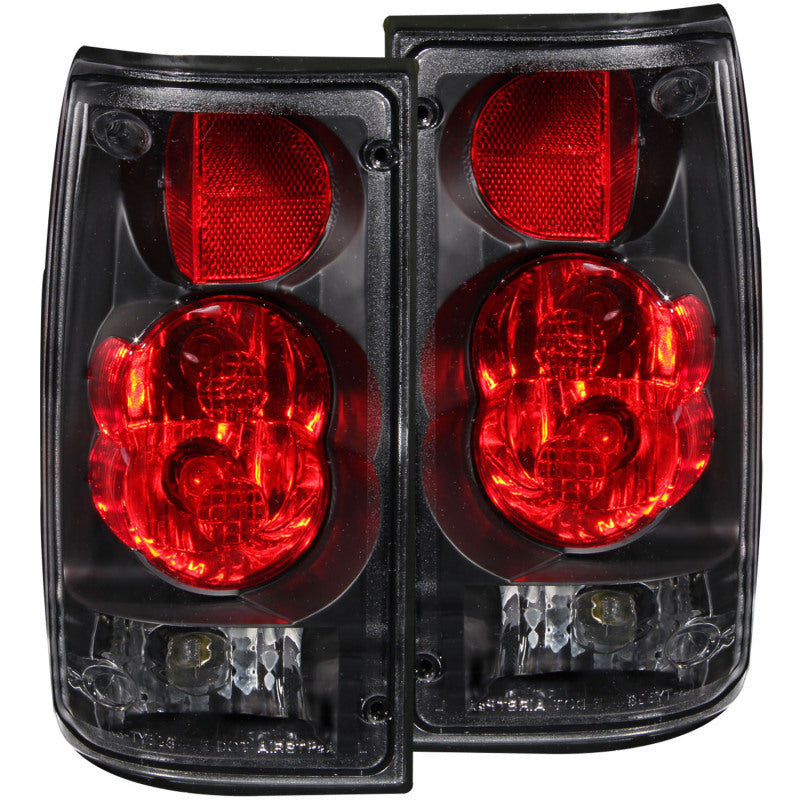 ANZO 1989-1995 Toyota Pickup Taillights Black Tail Lights ANZO