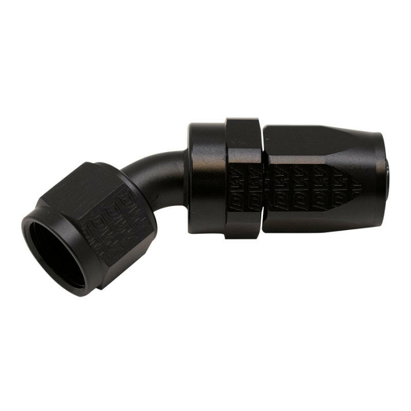 DeatschWerks 8AN Female Swivel 45-Degree Hose End CPE - Anodized Matte Black Fittings DeatschWerks