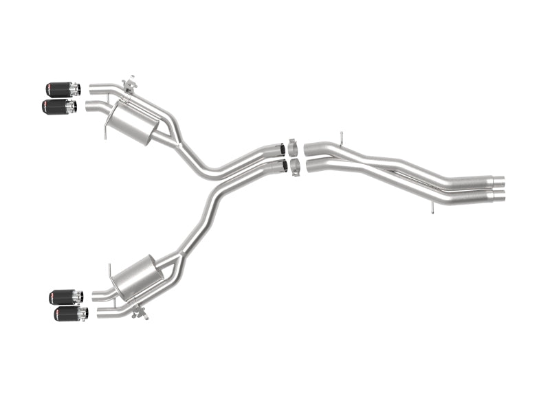 aFe 18-20 Audi RS5 Coupe MACH Force-Xp 3in to 2.5in 304 SS Axle-Back Exhaust System-Quad Carbon Tips Tips aFe