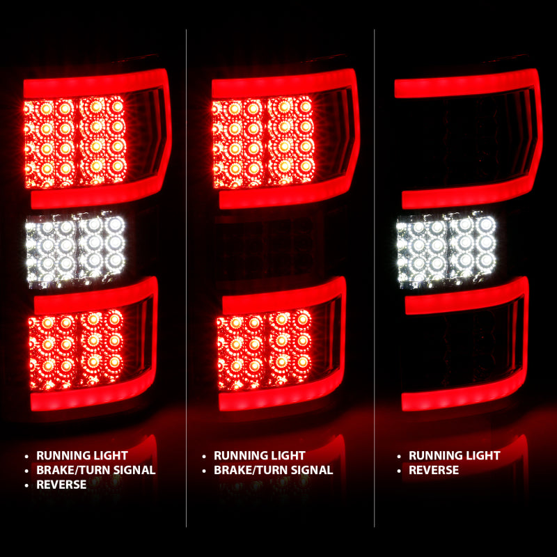 ANZO 2018-2019 Ford F-150 LED Taillight Chrome (Red Light Bar) (w/ Sequential) Tail Lights ANZO