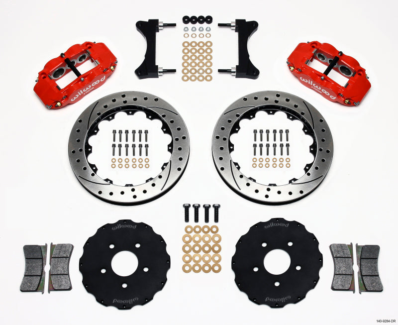Wilwood Narrow Superlite 6R Front Hat Kit 13.06in Drilled Red Mitsubishi EVO VIII Big Brake Kits Wilwood