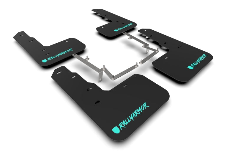 Rally Armor 17-22 Honda Civic Type R Black UR Mud Flap Altered Font Teal Logo Mud Flaps Rally Armor