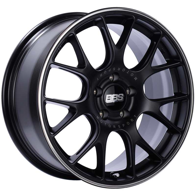 BBS CH-R 18x9 5x120 ET44 Satin Black Polished Rim Protector Wheel -82mm PFS/Clip Required Wheels - Cast BBS