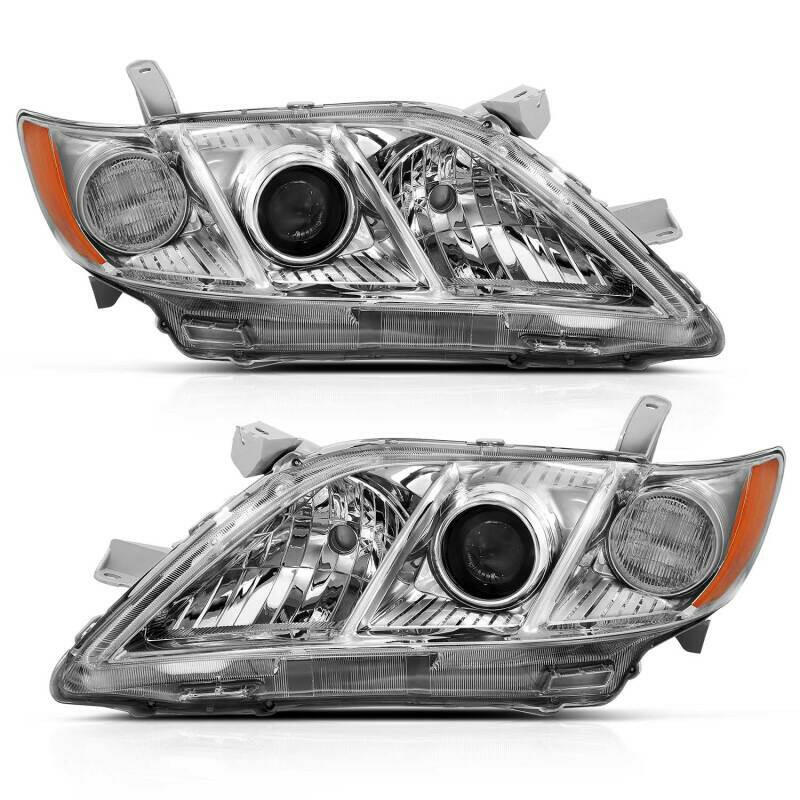ANZO 2007-2009 Toyota Camry Projector Headlight Chrome Amber (OE Replacement) Headlights ANZO