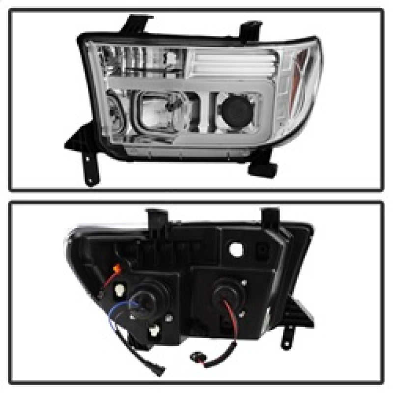 Spyder 07-13 Toyota Tundra V2 Light Bar DRL Projector Headlights - Chrome (PRO-YD-TTU07V2-LB-C) Headlights SPYDER