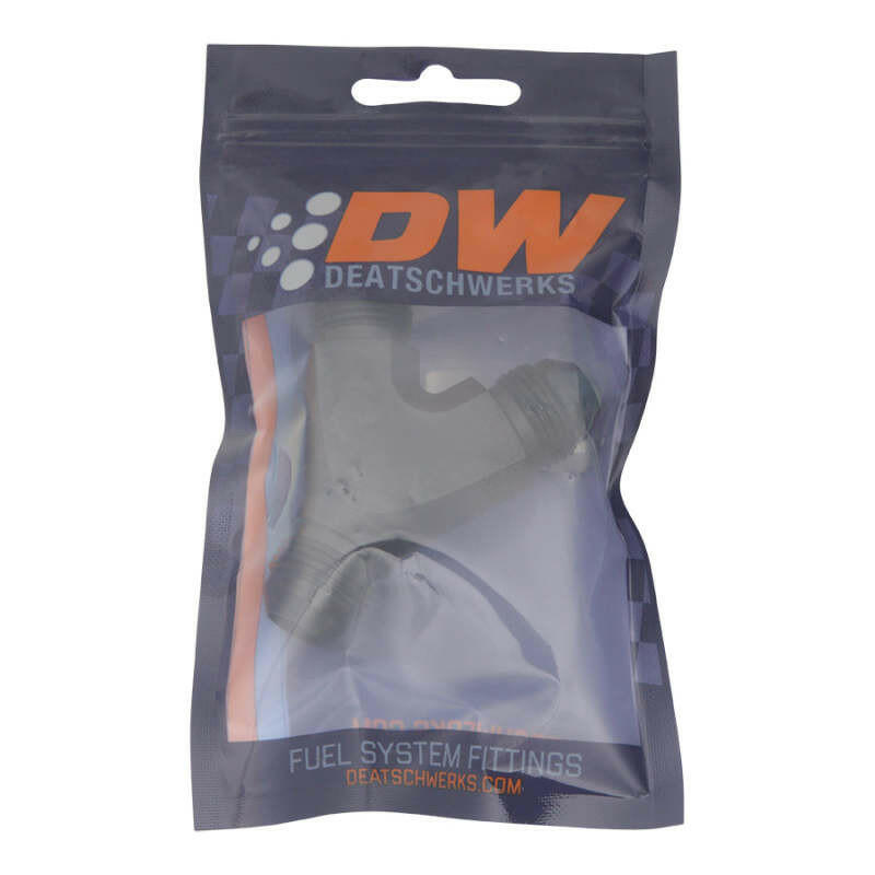 DeatschWerks 8AN Male Flare to 8AN Male Flare to 8AN Male Flare Y Fitting - Anodized Matte Black Distribution Blocks DeatschWerks