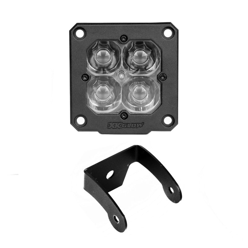 XK Glow Flush Mount XKchrome 20w LED Cube Light w/ RGB Accent Light Kit w/ Controller- Fog Beam 2pc Light Accessories and Wiring XKGLOW