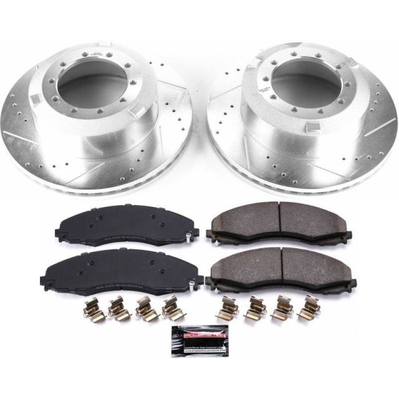 Power Stop 17-22 Ford F-550 Super Duty Rear Z36 Truck & Tow Brake Kit Brake Rotors - Slot & Drilled PowerStop