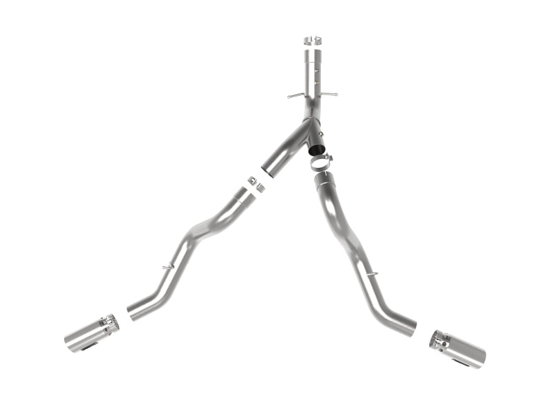 aFe Large Bore-HD 4in 409SS DPF-Back Exhaust System w/Polished Tips 20 GM Diesel Trucks V8-6.6L DPF Back aFe