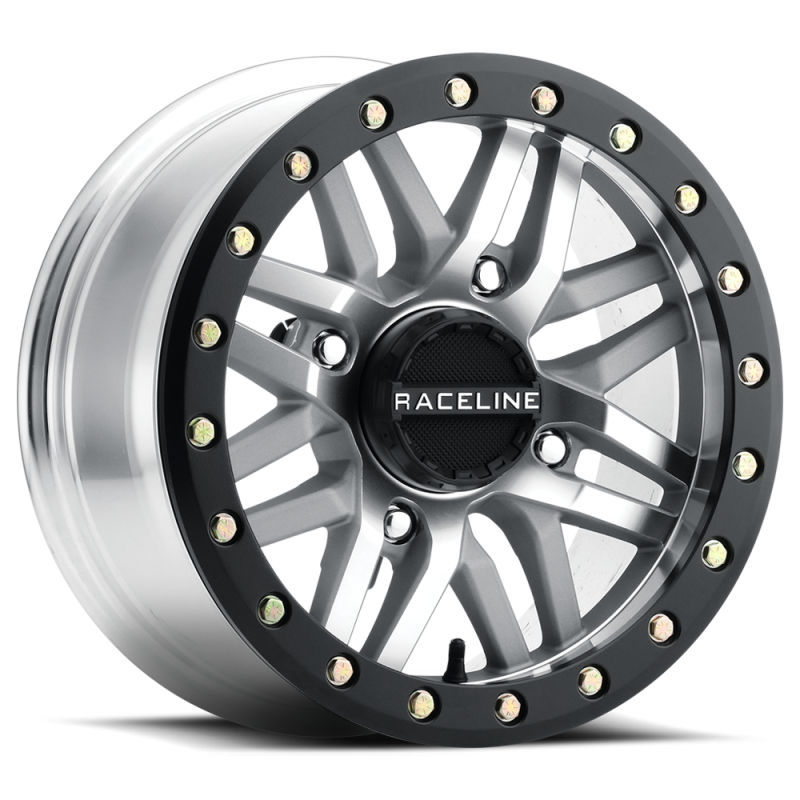Raceline A91MA Ryno 14x7in/4x156 BP/10mm Offset/132.5mm Bore - Machined & Black Ring Beadlock Wheel Wheels - Cast Raceline