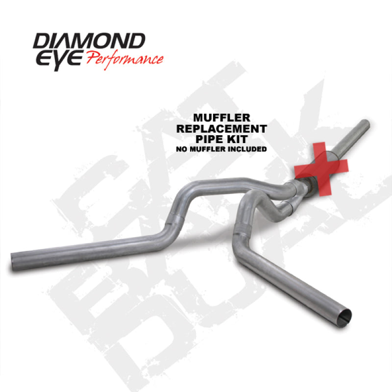 Diamond Eye KIT 4in Catback MFLR RPLCMENT PIPE DUAL AL: 2004.5-2007.5 DODGE CUMMINS 600 Catback Diamond Eye Performance