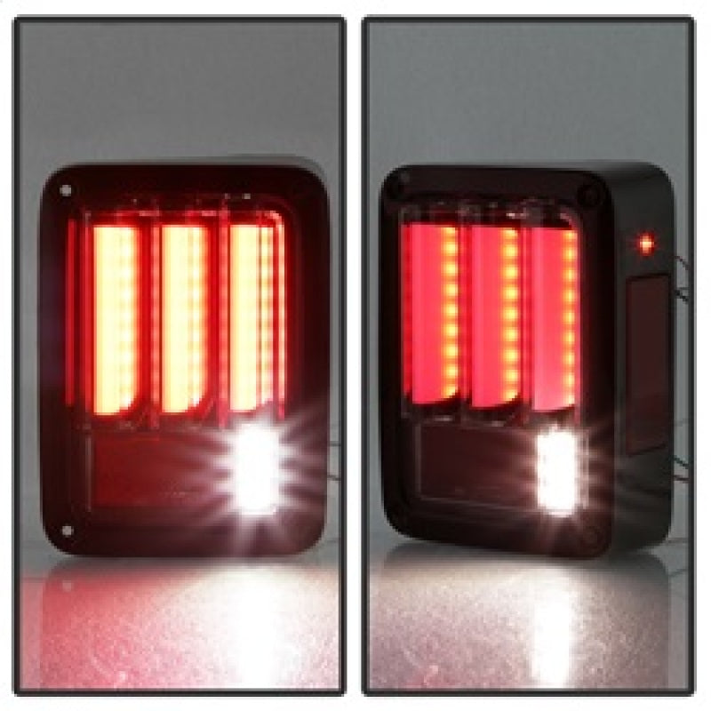 Spyder 07-16 Jeep Wrangler Version 2 Light Bar LED Tail Lights - Red Clear (ALT-YD-JWA07V2-LBLED-RC) Tail Lights SPYDER