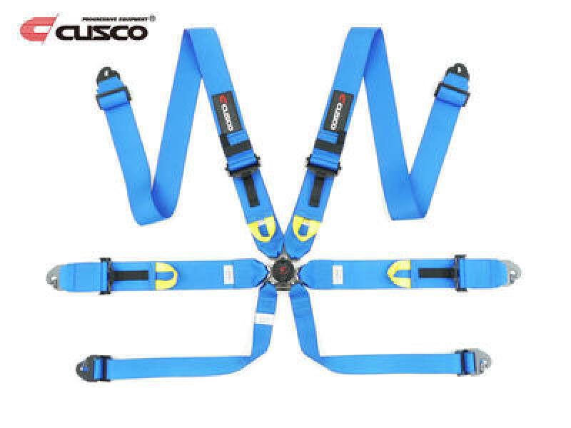 Cusco Universal 6 Point 3in Shoulder 3in Lap w/Eyebolts (7/16-20UNF Thread) FIA Racing Harness- Blue Seat Belts & Harnesses Cusco
