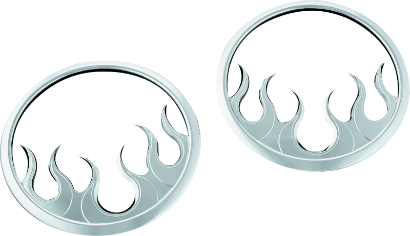 Kuryakyn Flame Speaker Grills For 14-Up Touring Models Chrome Exterior Trim Kuryakyn